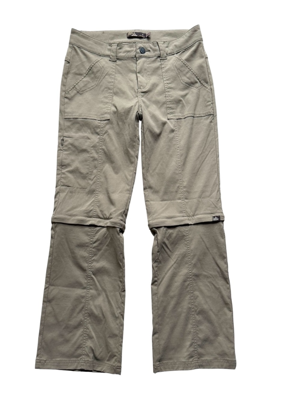 Prana Monarch Convertible Hiking Pants Size 6 Tan Mid Rise Stretch Straight Leg